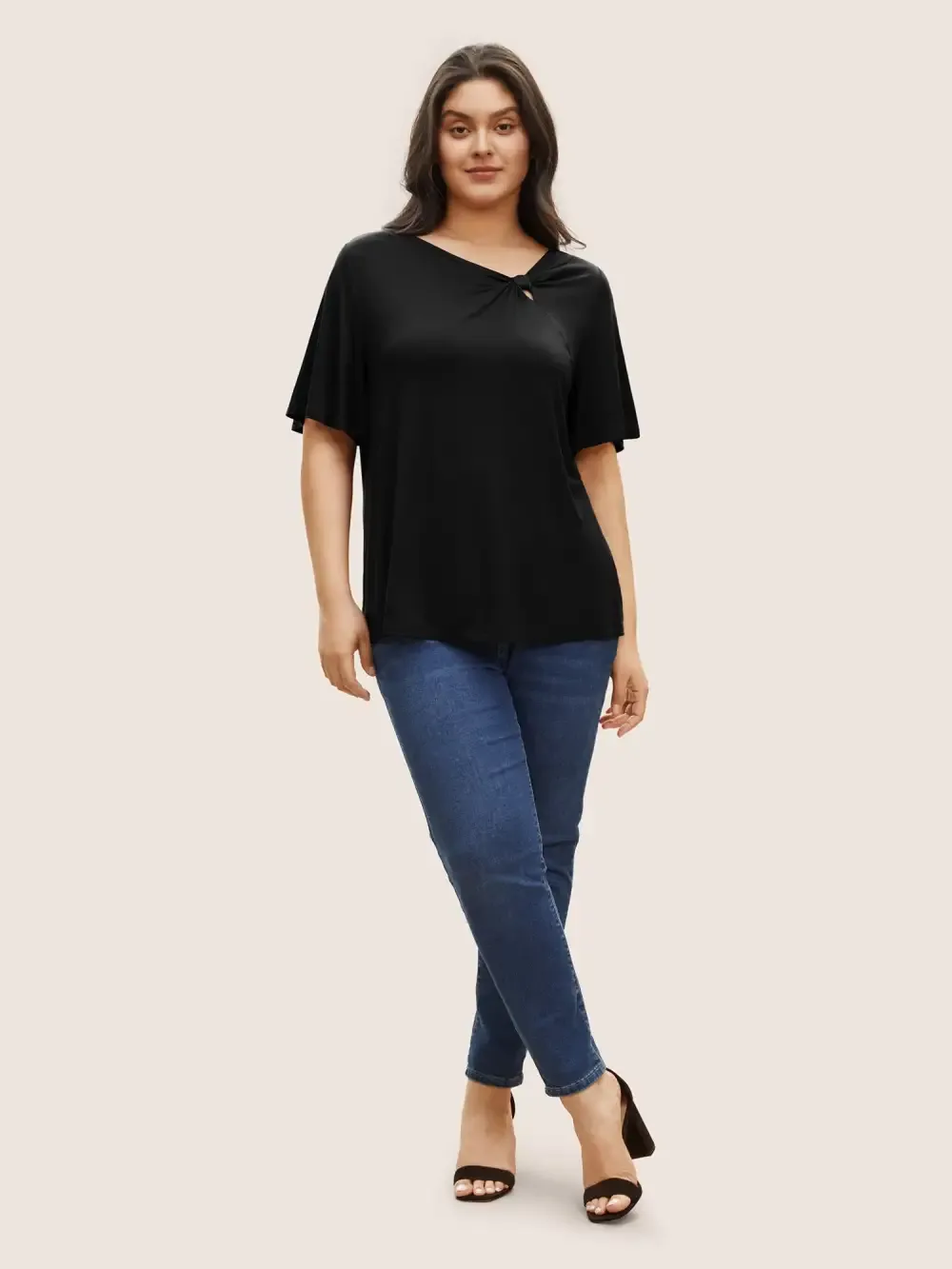 Supersoft Essentials Twist Front Asymmetrical Neck T-Shirt