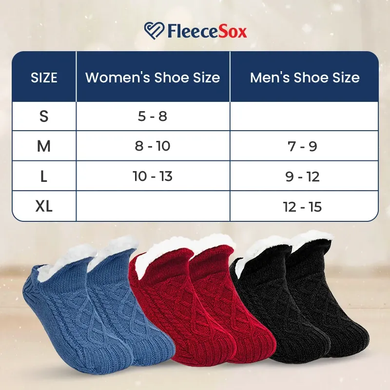 FleeceSox - Fleece-Lined Non-Slip Thermal Slippers Socks
