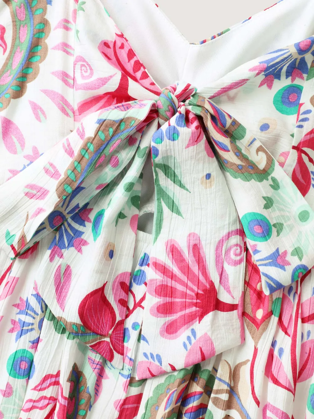 Backless Bow Paisley Print Cami Midi Dress