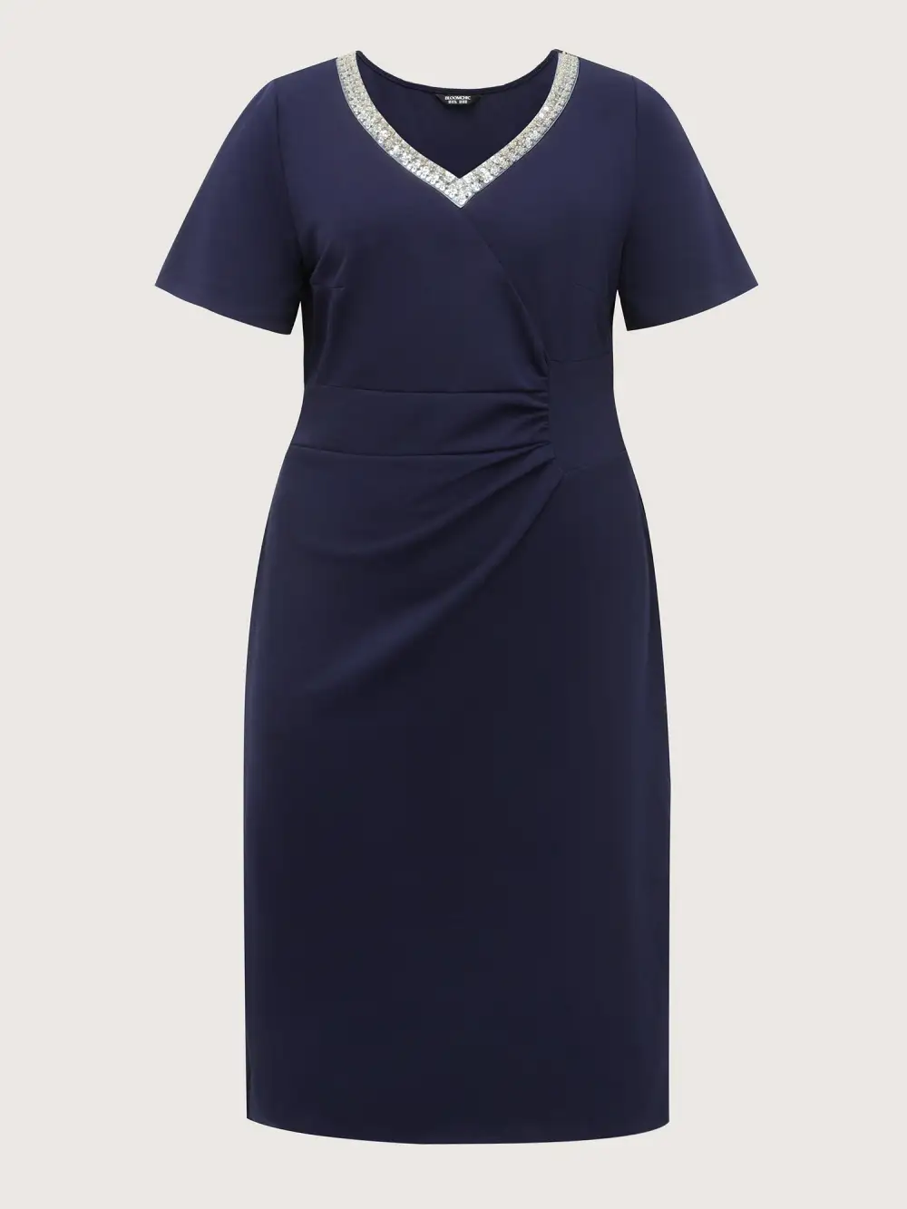 Pleated Tummy-Friendly Metal Detail Midi Dress