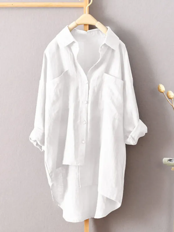 Original Solid Irregularity Lapel Shirt Blouse Tops