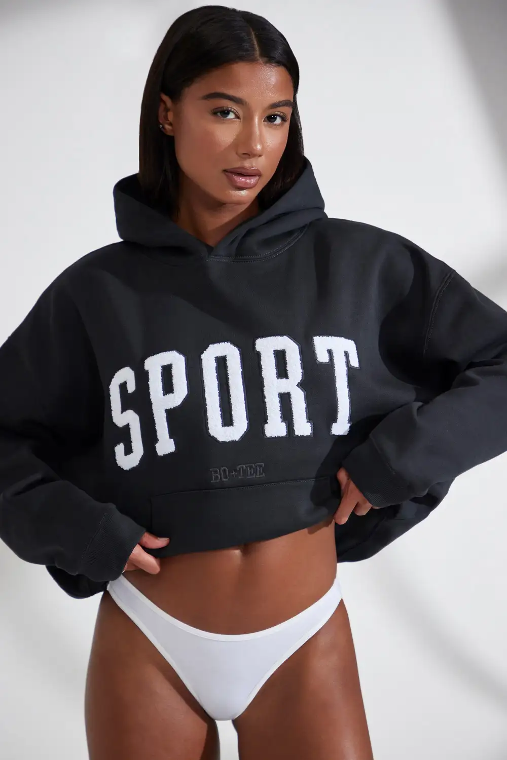 Varsity - Oversized Hooded Sweatshirt in Black
