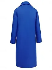 Women's Winter Coat Coat Cloak / Capes Windproof Warm Pocket Casual Street Style Plain Vacation Work Street Daily Wear Single Breasted Turndown Loose Fit Long Sleeve Outerwear Red Blue Green Fall