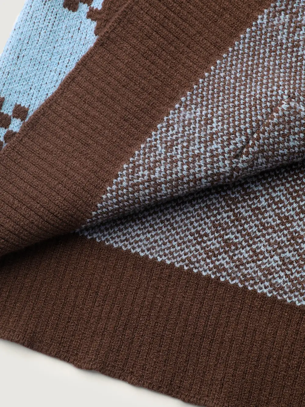 Checkered Pattern Pockets Knit Cardigan