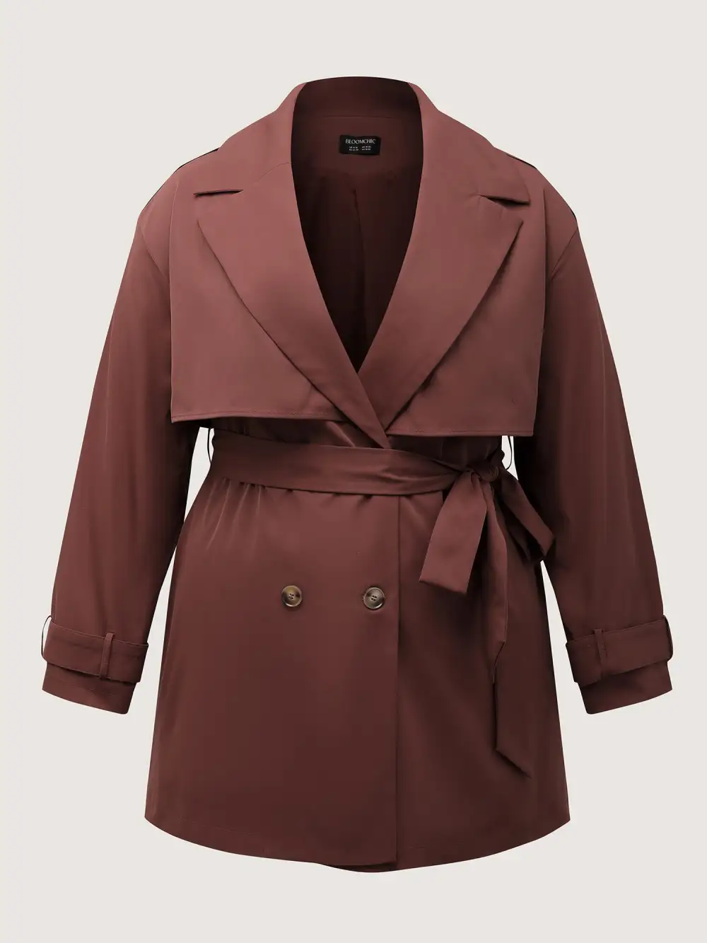 Button Belted Layered Trench Coat