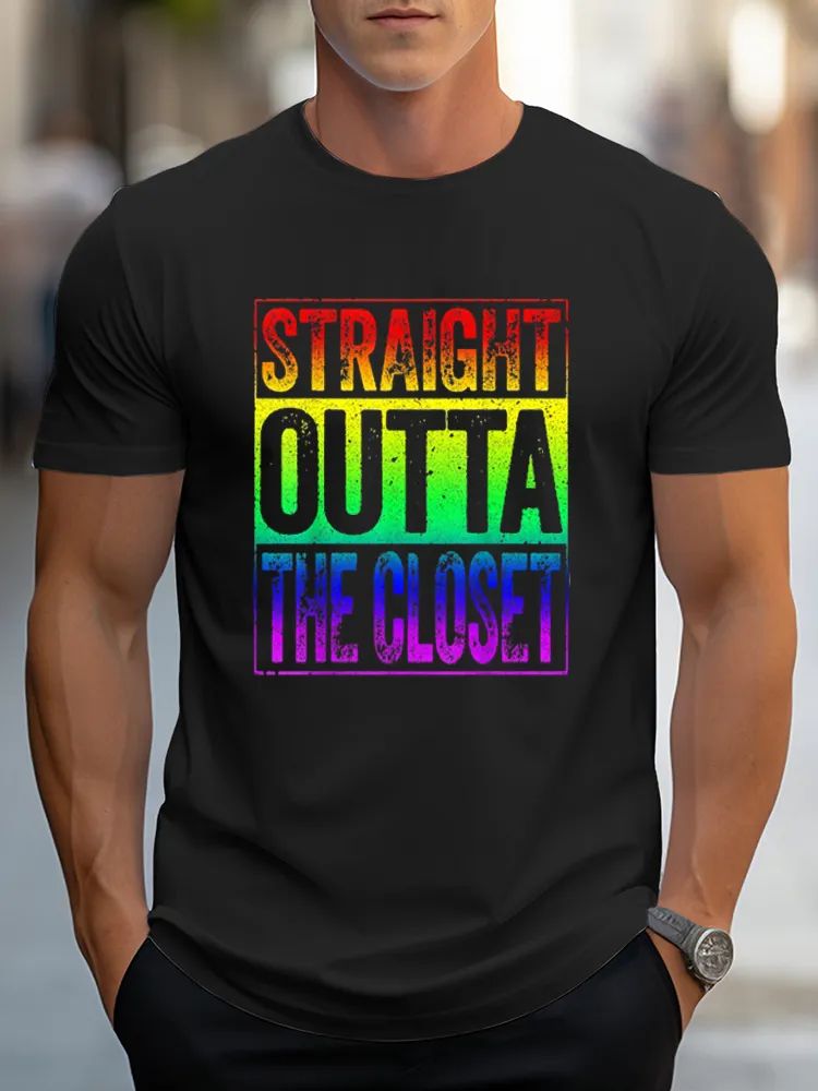 Men'S T-Shirt Straight Outta The Closet T Shirt LGBT Pride Gift Shirt T Shirt