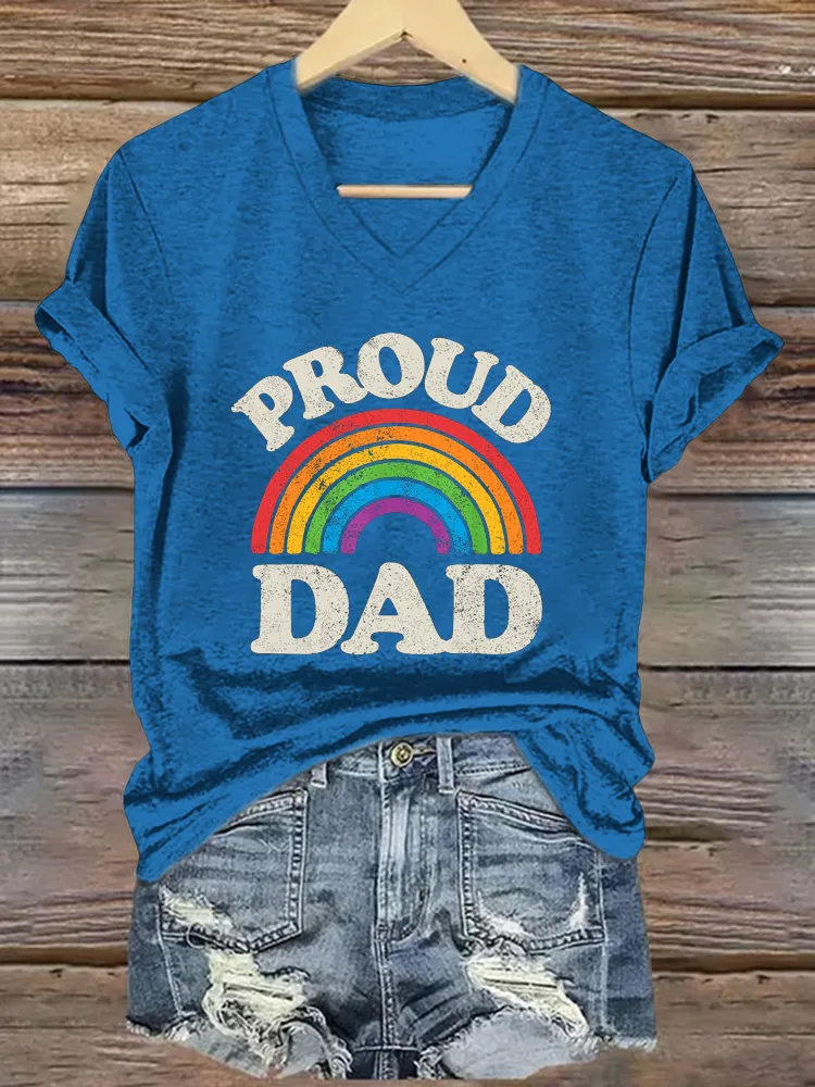 Women'S T-Shirt LGBTQ Proud Dad Gay Pride LGBT Ally Rainbow Father S Day T Shirt