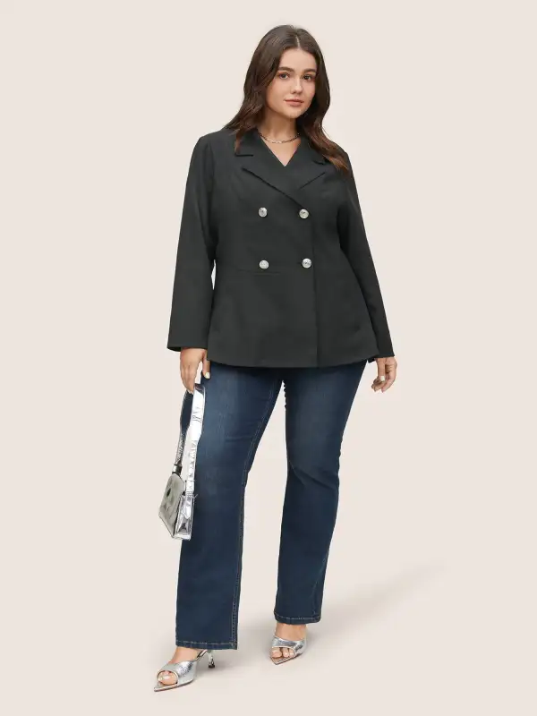 Suit Collar Double Breasted Metal Detail Blazer