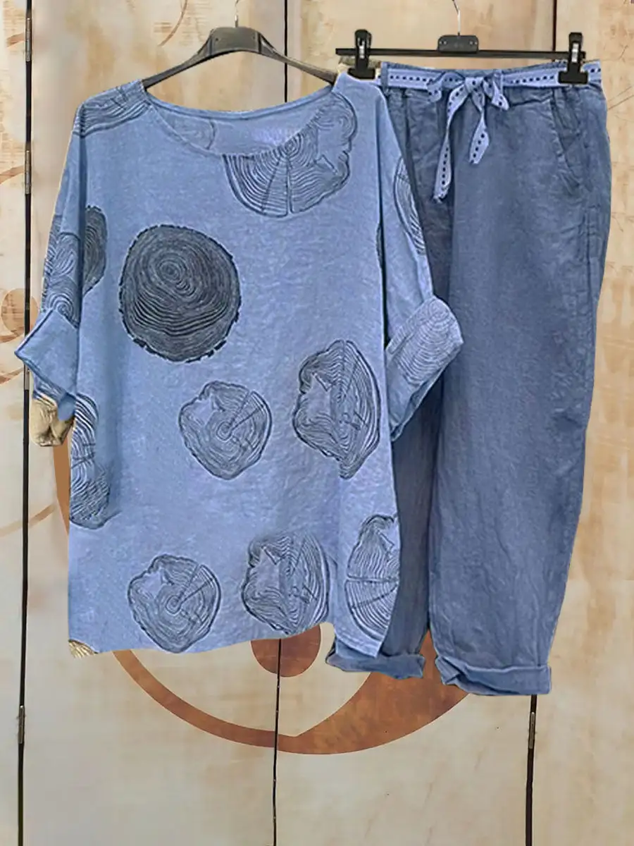 Tree Stump Print Women Casual Two-piece Set