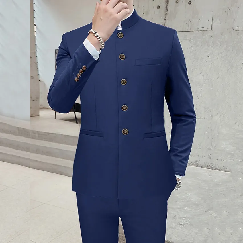 Men's Business Casual Stand Collar Single Breasted Blazer