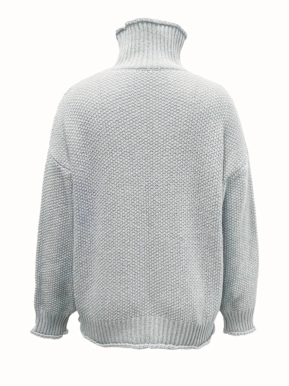 Solid Turtle Neck Pullover Sweater, Casual Long Sleeve Sweater For Fall & Winter, Women's Clothing