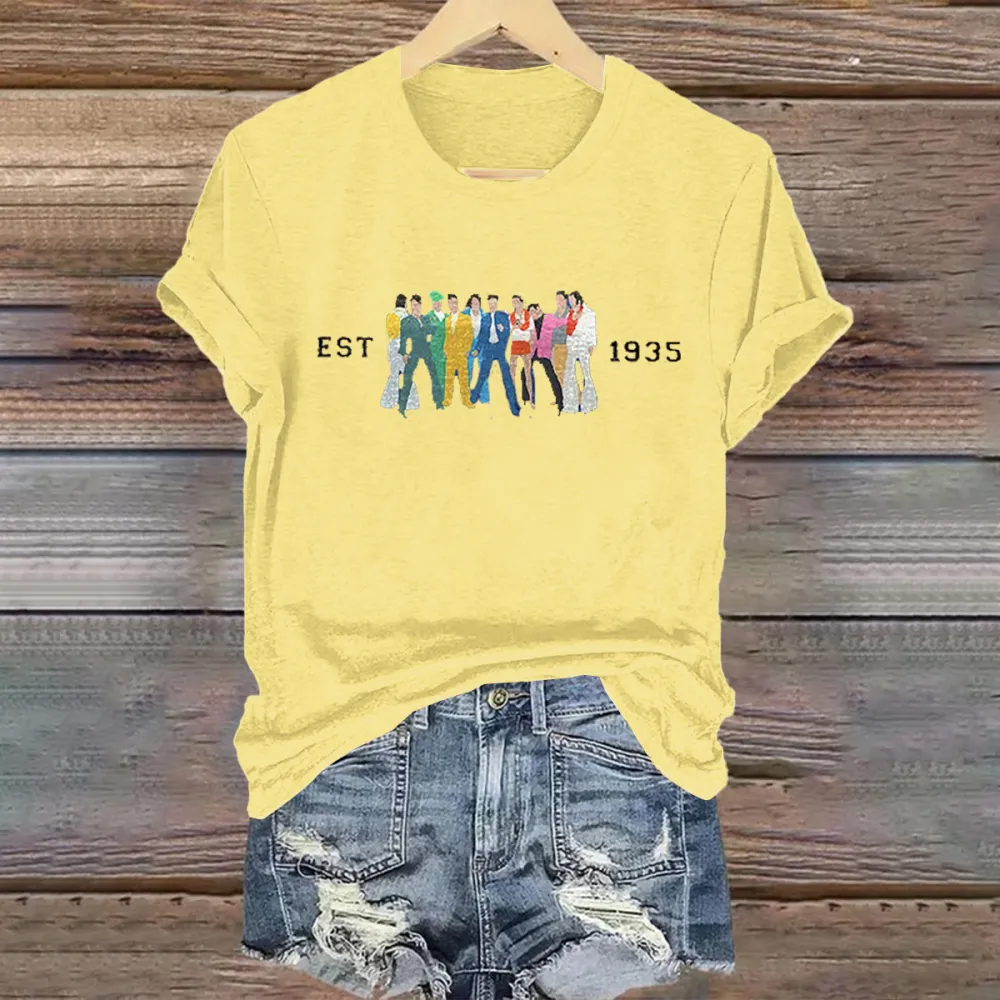 Women's Est 1935 Print Short Sleeve Round Neck Cotton T-Shirt