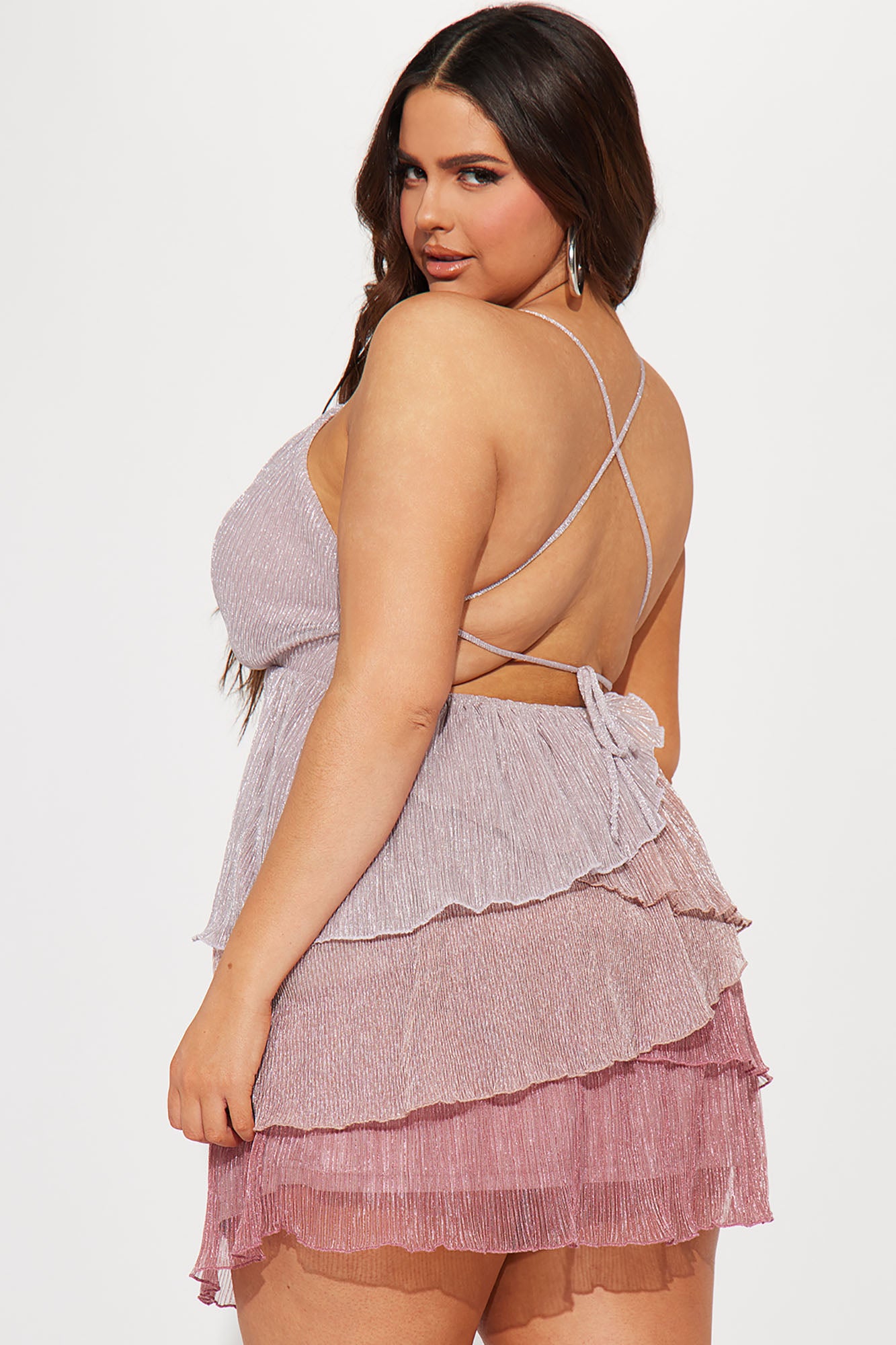 Chantelle Plisse Mini Dress - Pink/combo