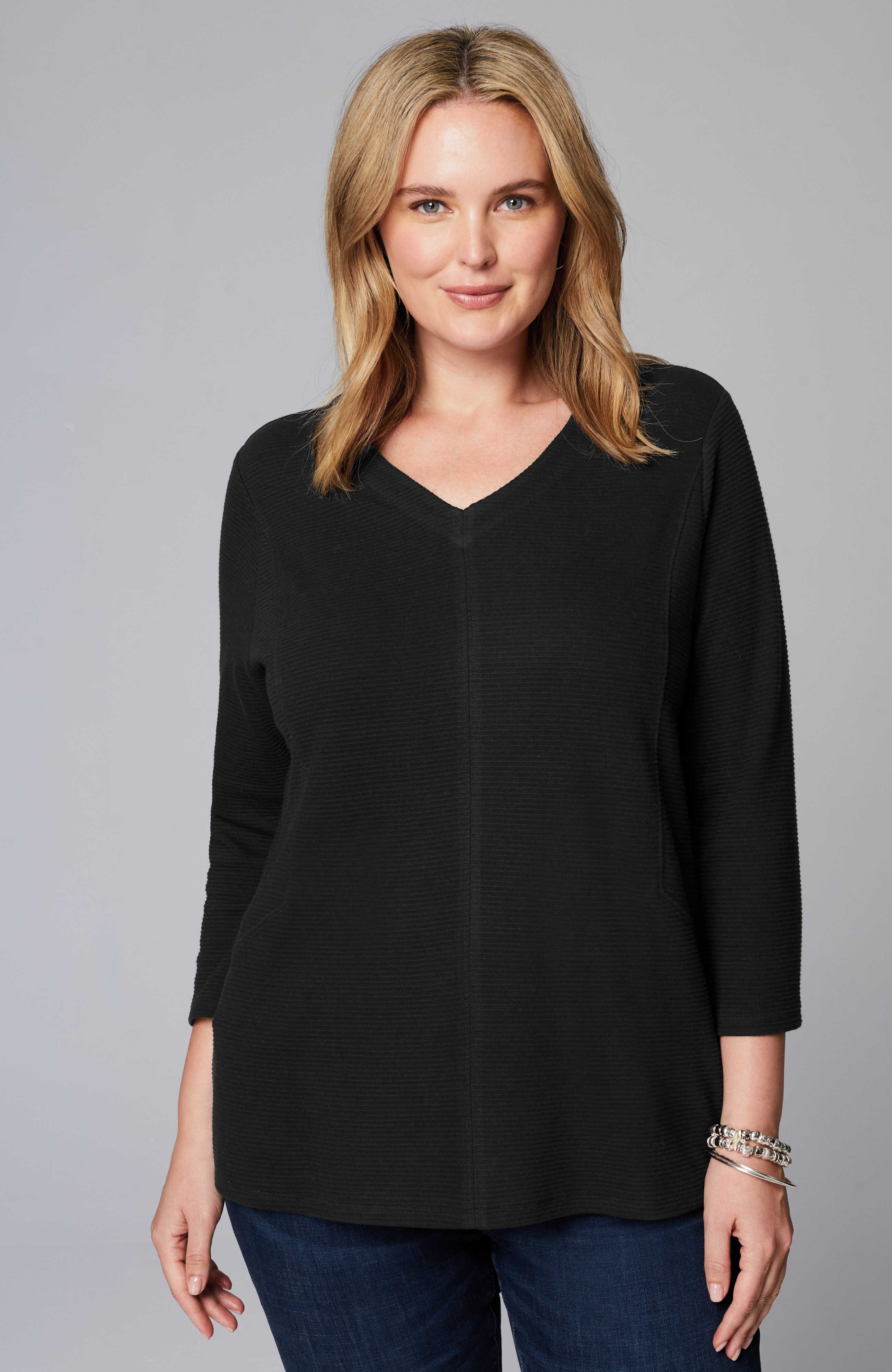 Wearever Double V-Neck Ottoman Top