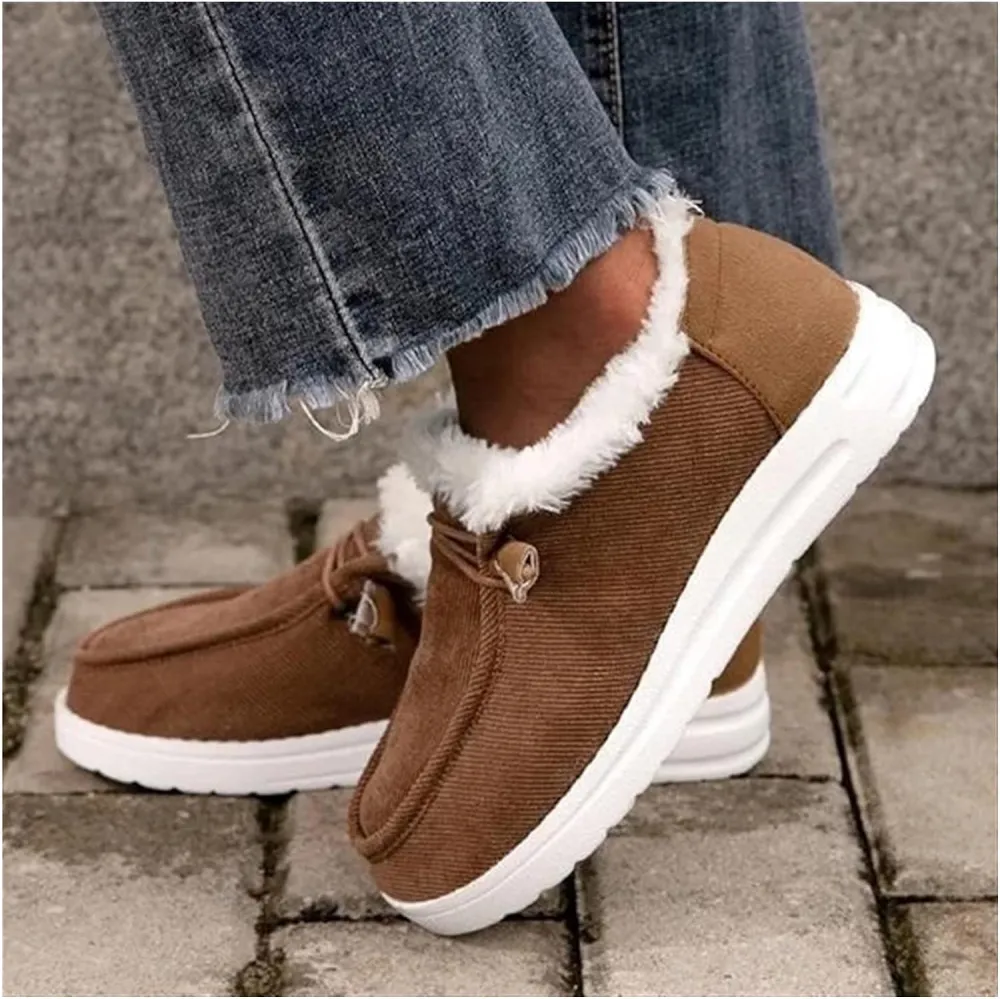 Women's Winter Warm Wendy Shoes Fleece Lined Boat Shoe Slip On Comfort Shoes,Womens Lace Up Loafers Flats Shoes (Come With Christmas socks) (Color : E, Size : EU/CN 42)
