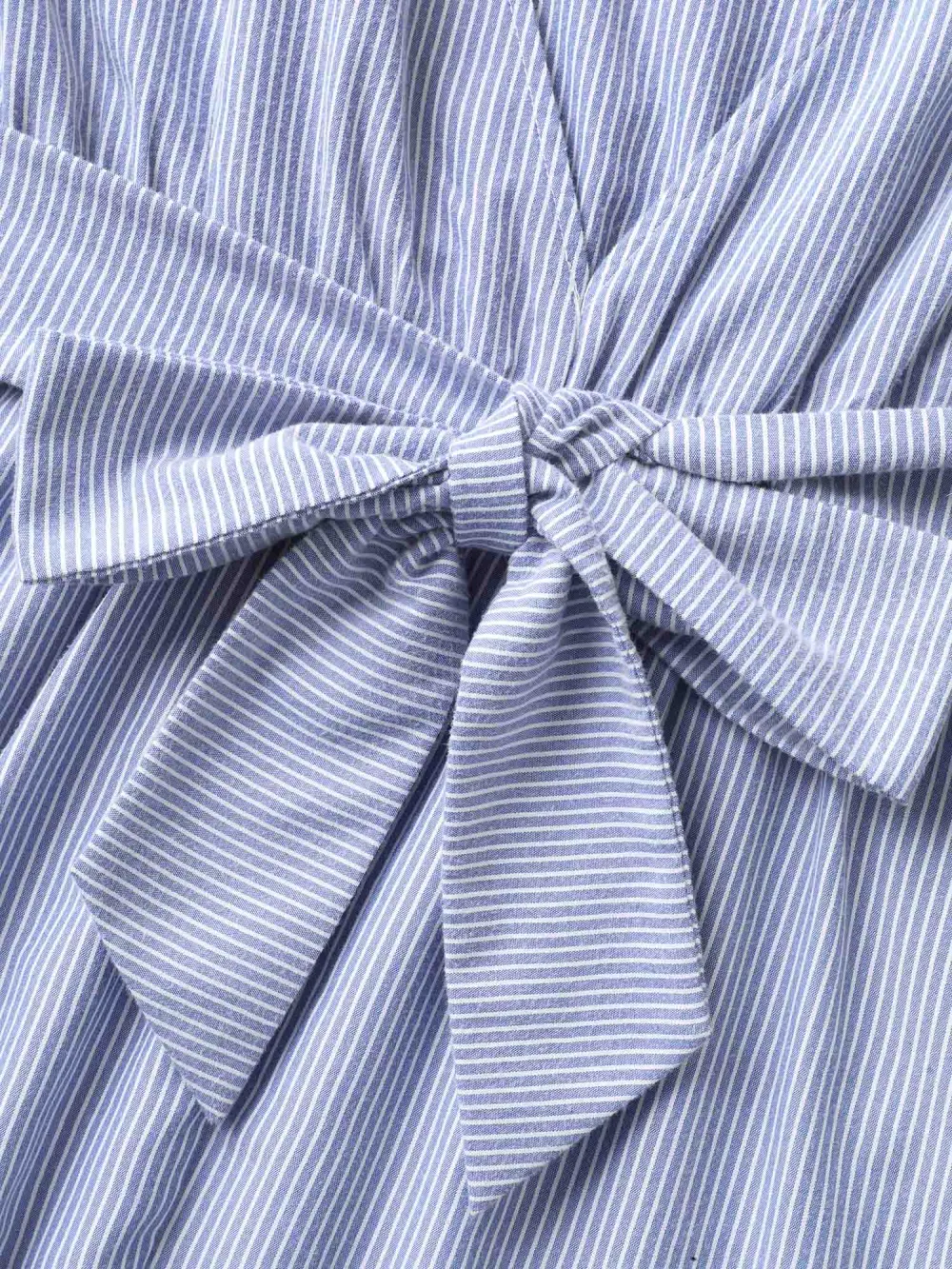 Backless Bow Tie Stripe Print Cinched Blouse