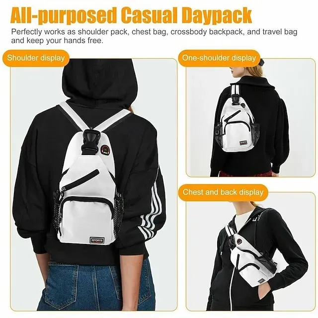 Women's and Men's Sling Crossbody Backpack with Multiple Pockets and Earphone Hole - Lightweight Sports Shoulder Bag for Travel and Daily Use