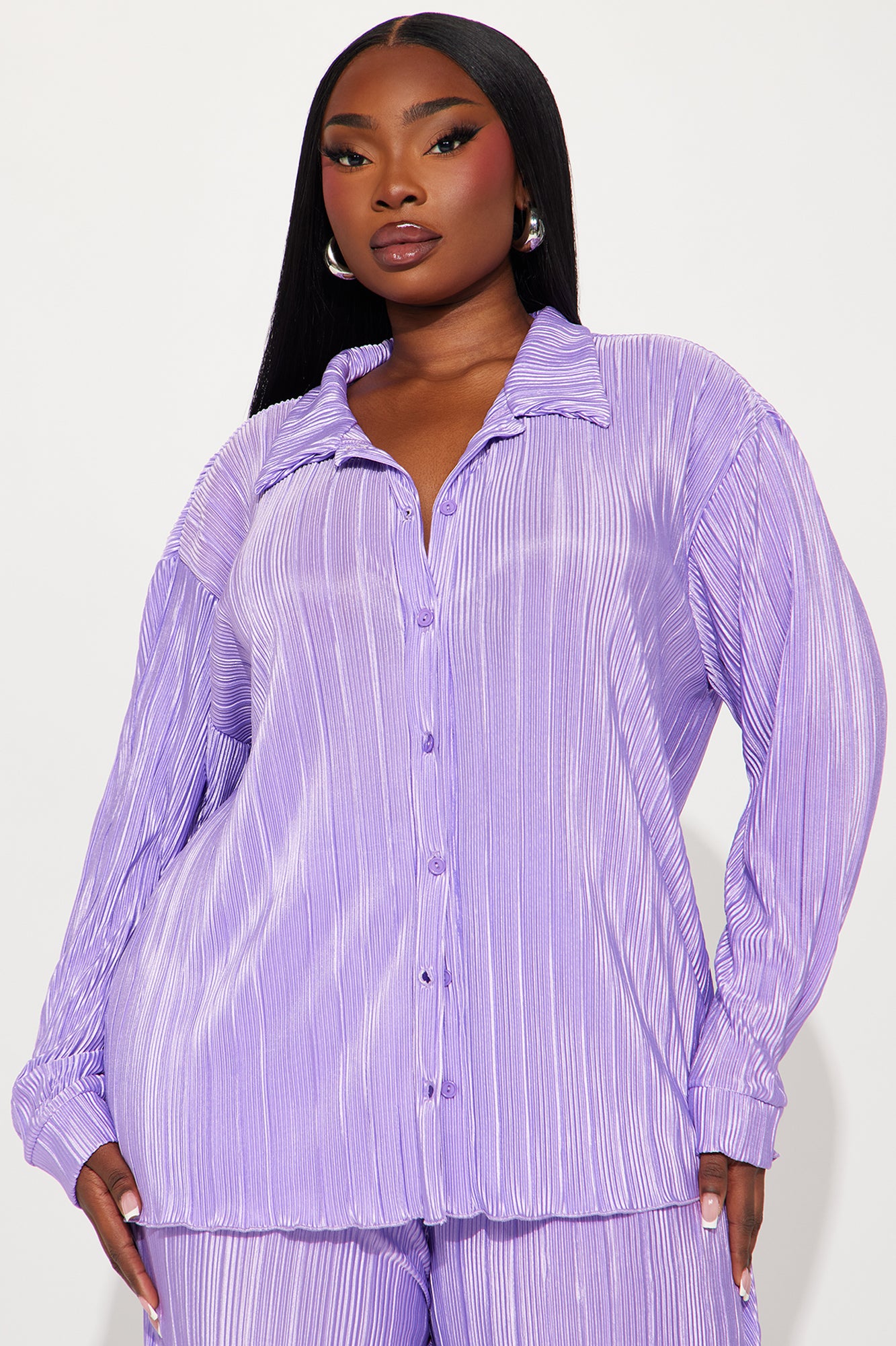 More Than Lust Plisse Pant Set - Lavender