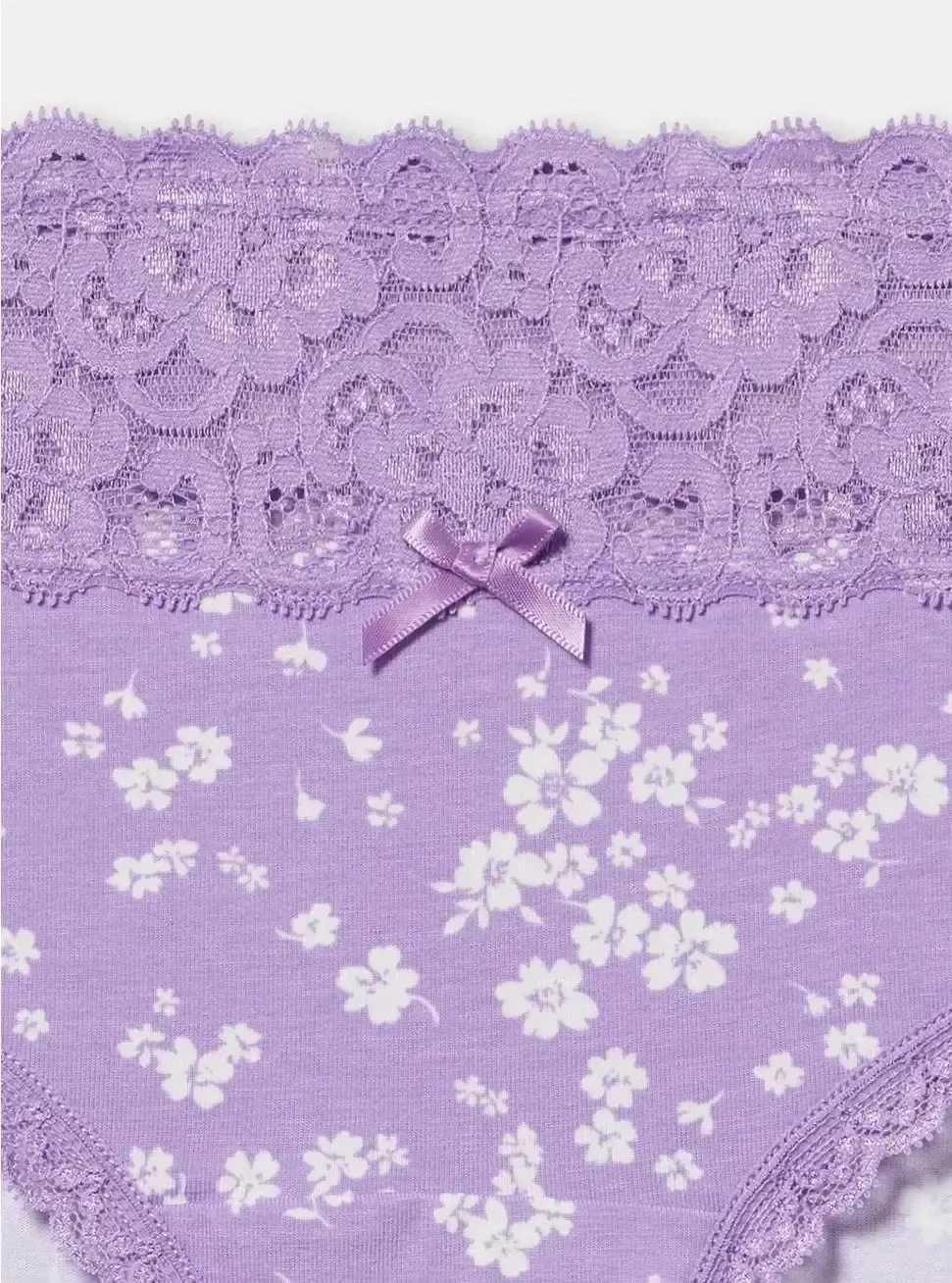 5 PACKS COTTON MID RISE HIPSTER LACE TRIM PANTY