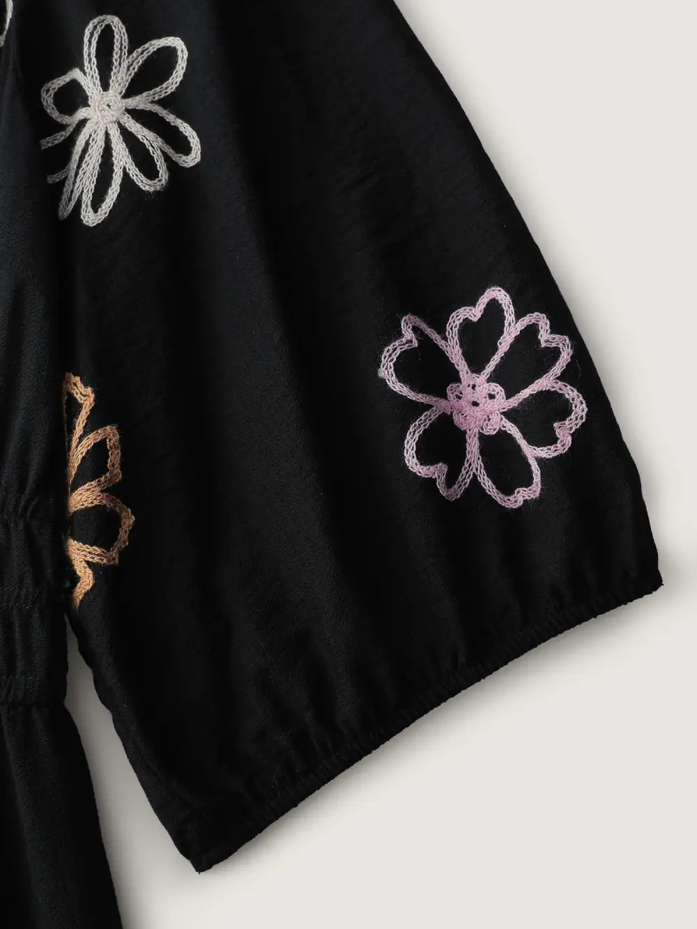 Colorful Embroidered Waist-Defining Midi Dress