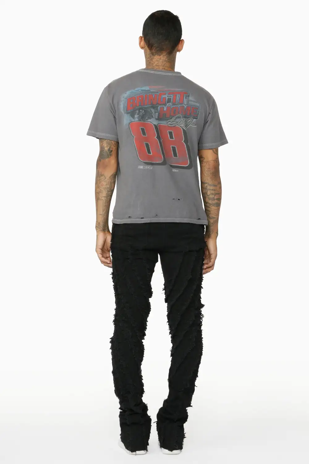 Lazer Black Stacked Flare Jean