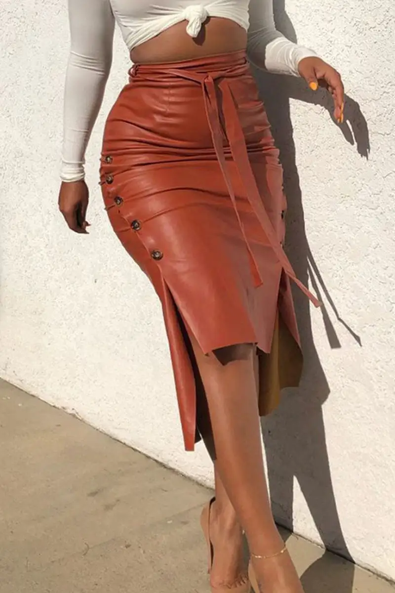 Sexy Bandage Buttons Asymmetrical High Waist Bottoms(3 Colors)