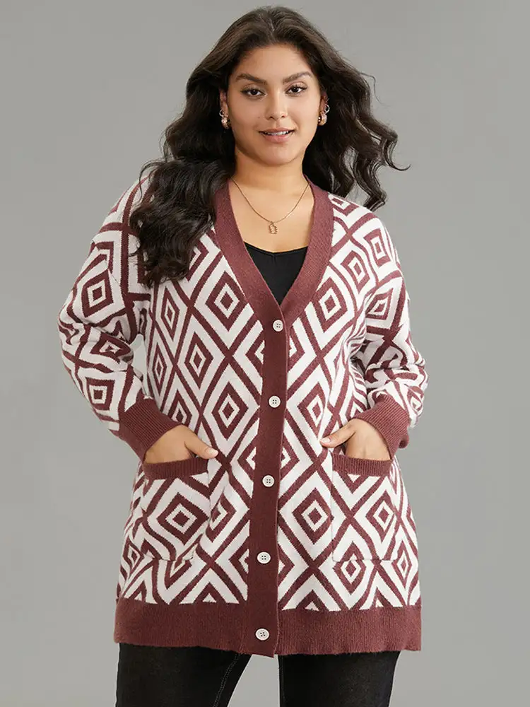 Supersoft Essentials Geometric Button Through Cardigan