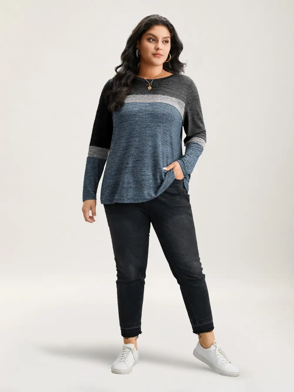 Heather Colorblock Contrast Crew Neck T-shirt