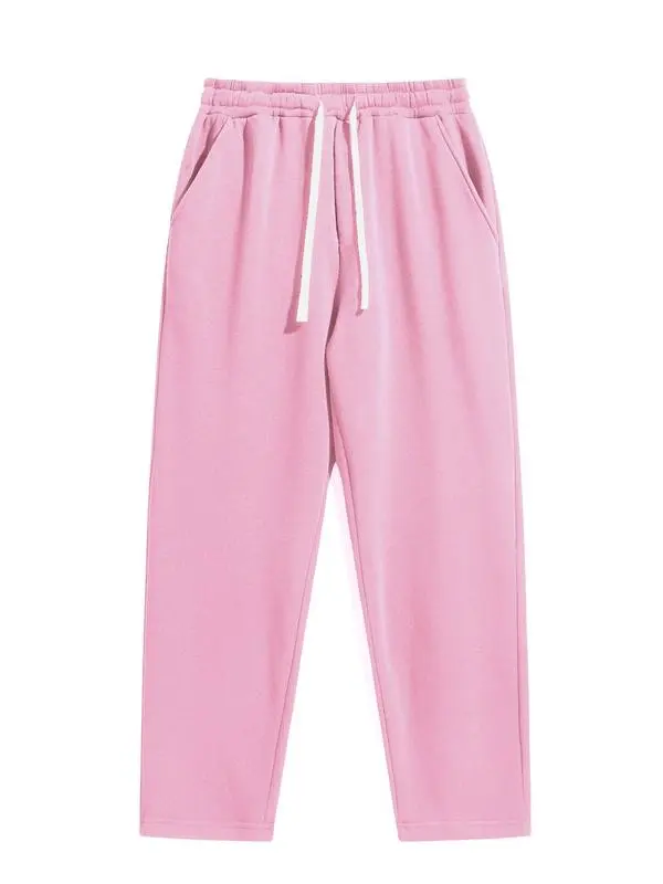 Men's Solid Thermal Lined Drawstring Pants – Casual Loose-Fit Trousers for Daily Wear