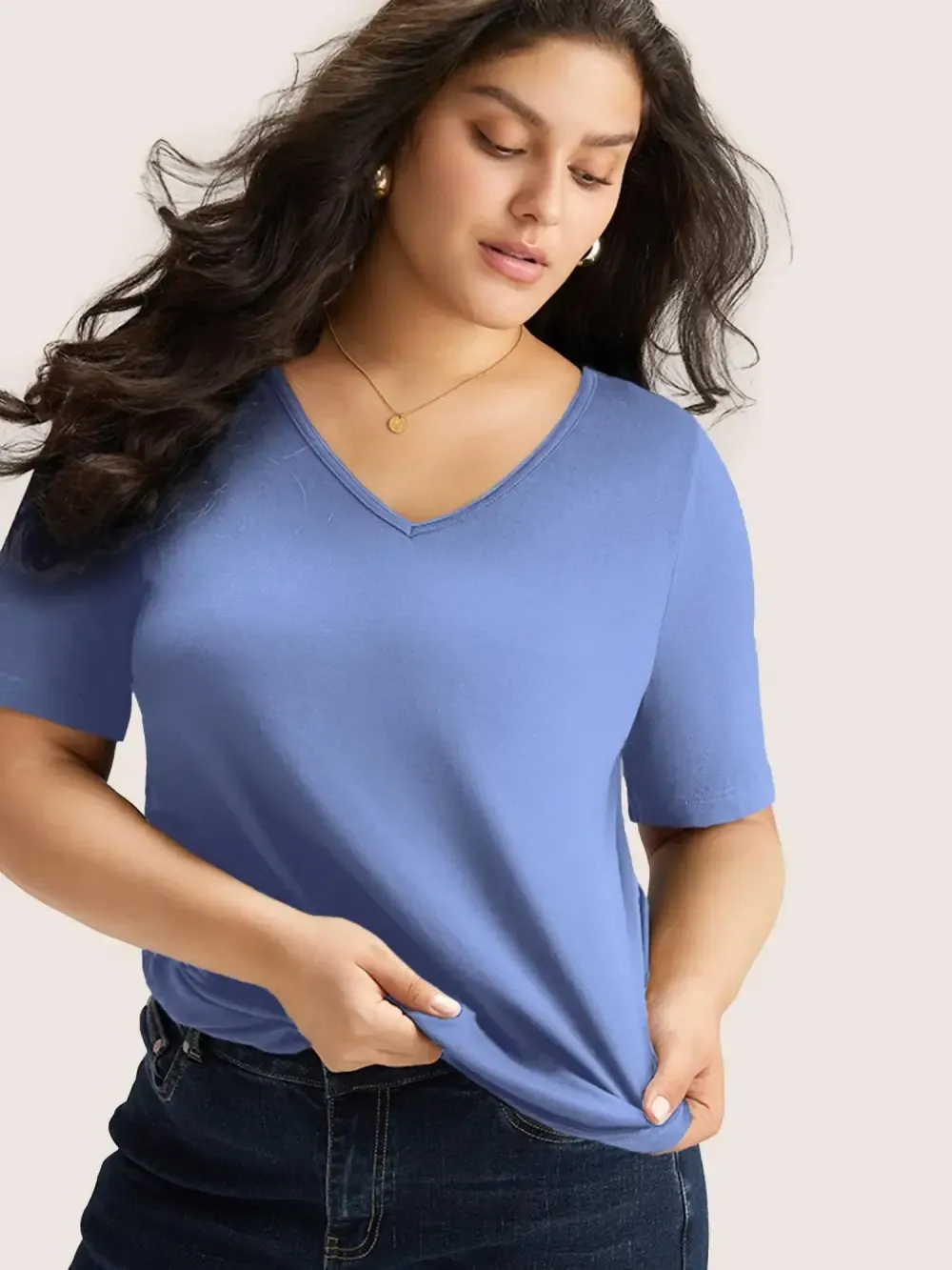 4 Pack Cotton V Neck Plain Basic T-shirt