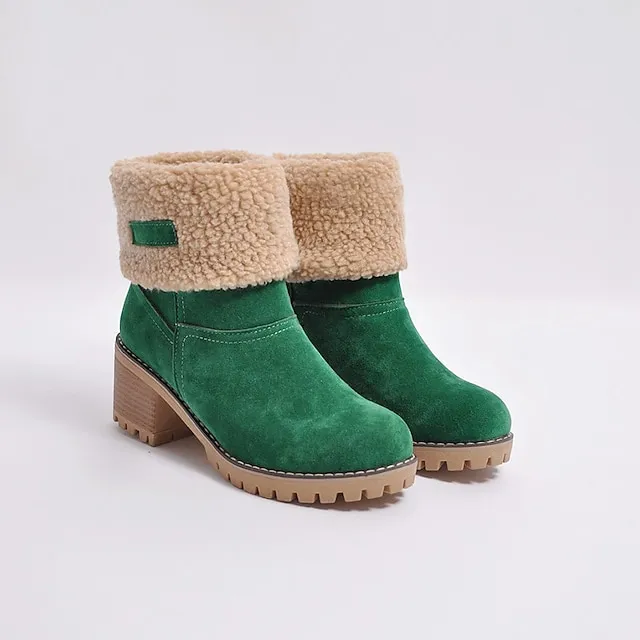 Women's Boots Snow Boots Plus Size Winter Boots Daily Fleece Lined Booties Ankle Boots Winter Pom-pom Chunky Heel Round Toe Fashion Casual Sweet Suede Faux Fur Loafer Solid Colored Black Red Orange