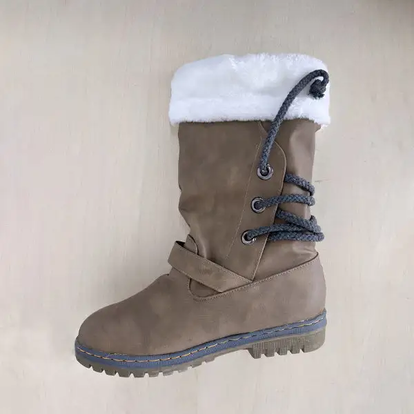 Women's Casual Plush Belt Buckle Mid-Cut Snow Boots 62466792S