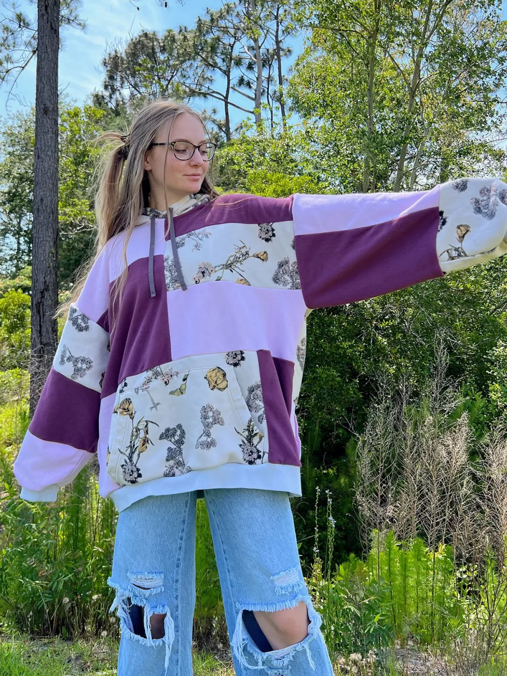 Pink Purple Streetwear Leisure Hoodie Sweatshirts
