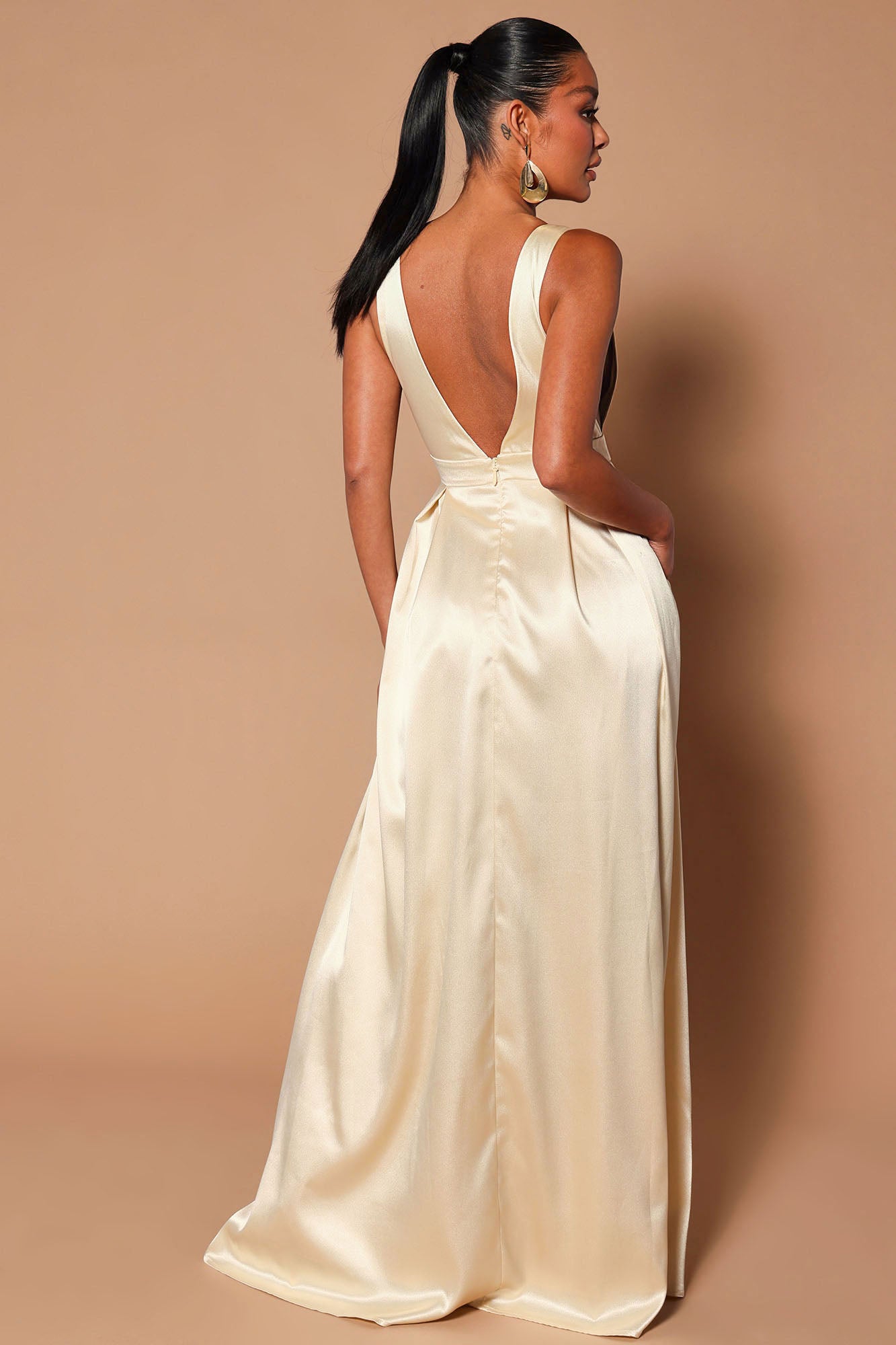 Vivian Satin Maxi Dress - Champagne