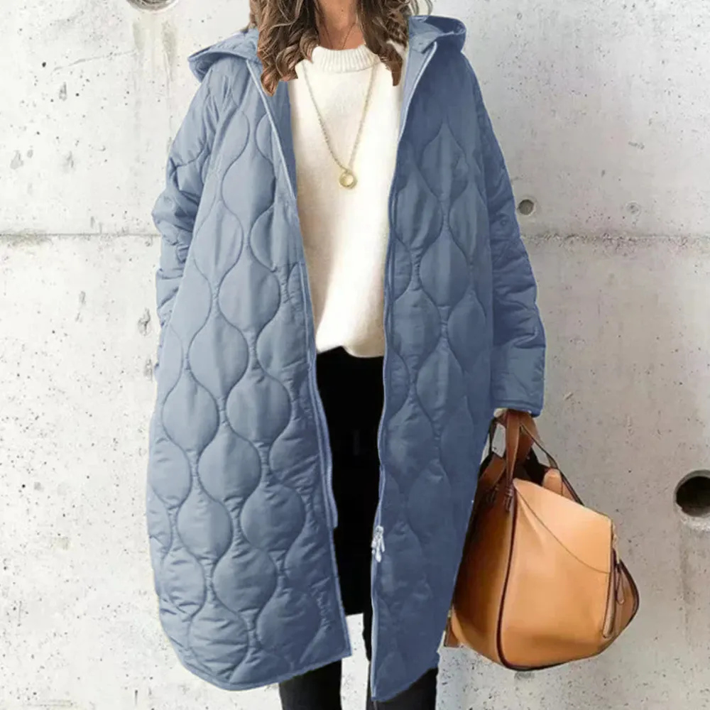 Custom Logo Winter Ladies Long Quilted Diamond Plaid Loose Casual Bubble Puffer Down Jacket Coats