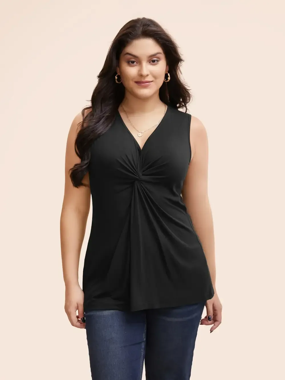 Supersoft Essentials Plain V Neck Twist Front Tank Top
