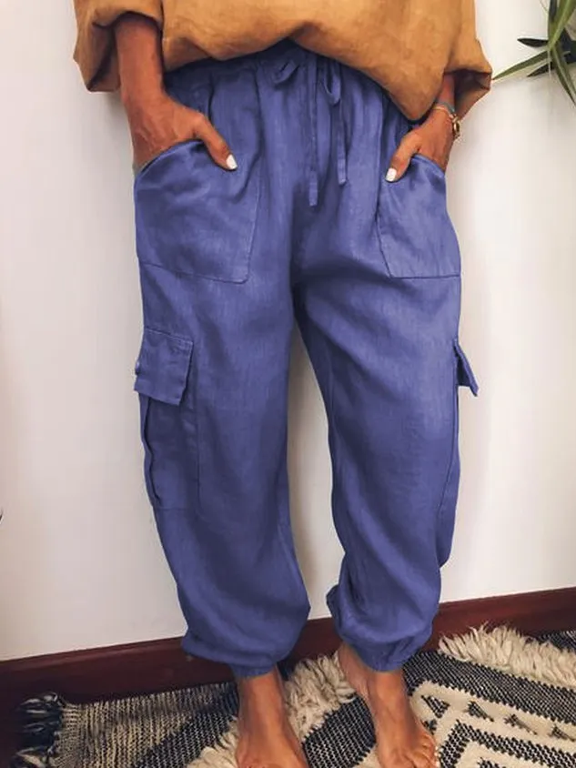 Casual Pockets Cotton-Blend Pants（⚡Clearance Sale）