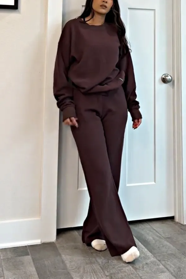 Women's Solid Color Corduroy Top and Pants