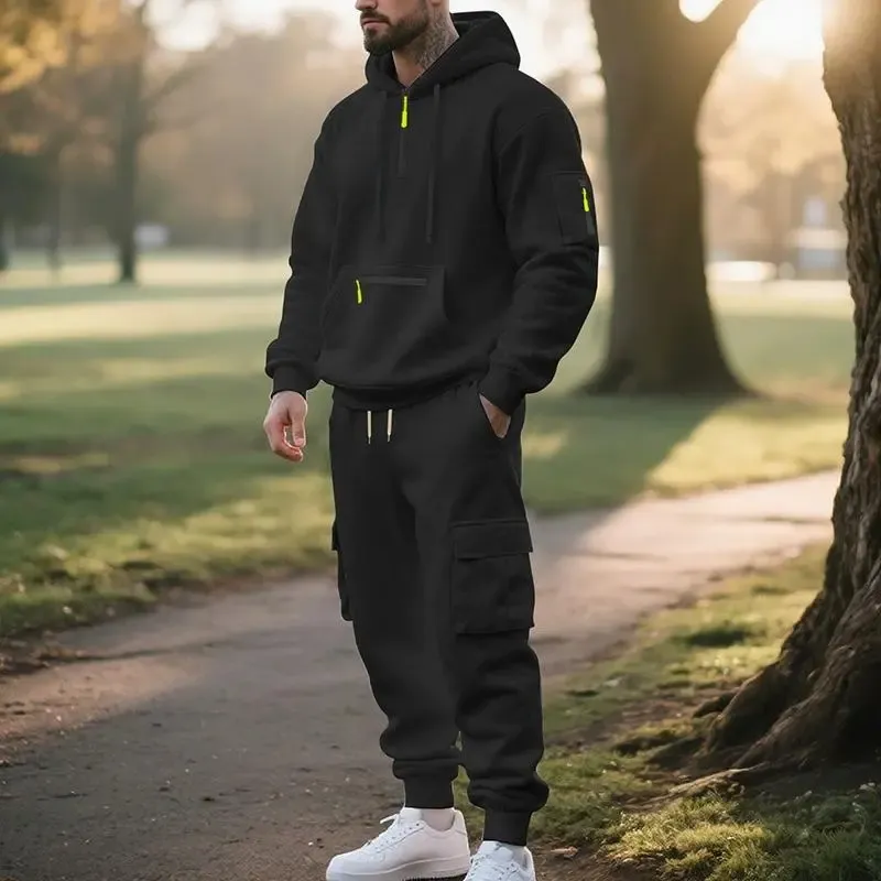 Men's 8-Sets Hoodie & Cargo Pants Tracksuit Set
