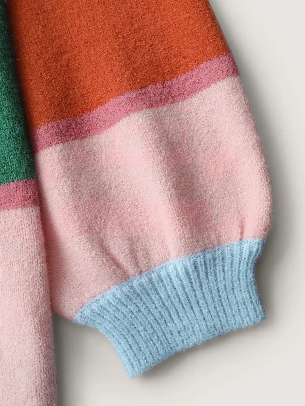 Heart Striped Print Jacquard Colorful Pullover