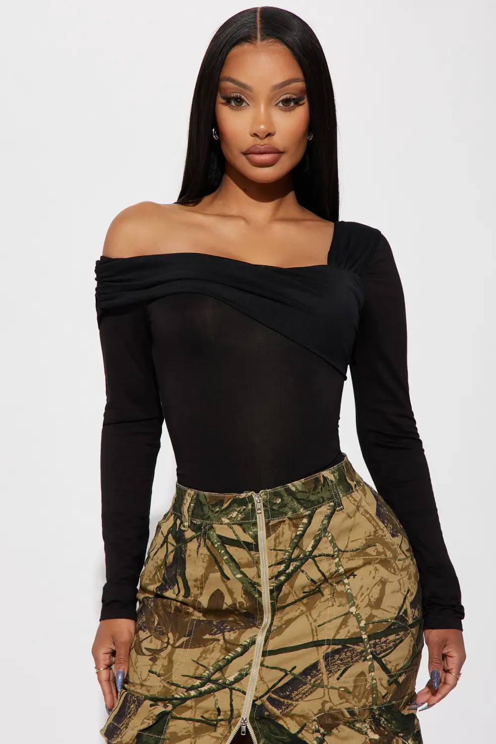 Alessandra One Shoulder Top - Black