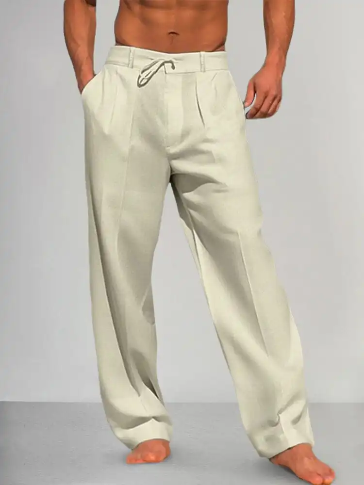 Cozy Straight Leg Cotton Linen Pants