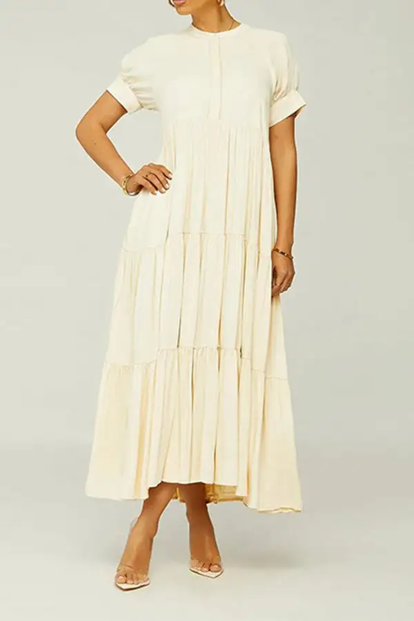  Relaxed Tiered Ruffle Midi Dress