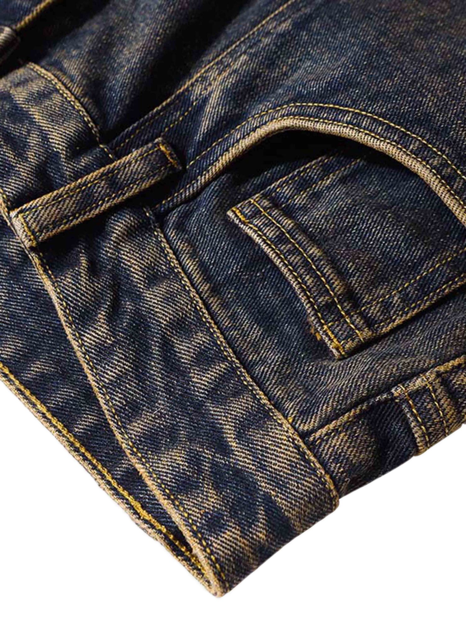 Washed And Distressed Multi-pocket Jeans - 1698