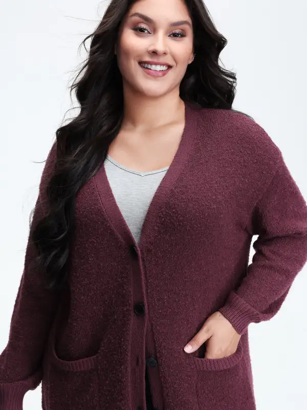 Textured Button Pockets Knit Cardigan