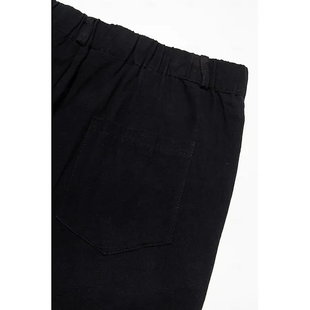 Men's Shorts Linen Shorts Summer Shorts Pleated Shorts Pocket Pleats Straight Leg Plain Comfort Breathable Short Casual Daily Holiday Linen Cotton Blend Fashion Designer Black White