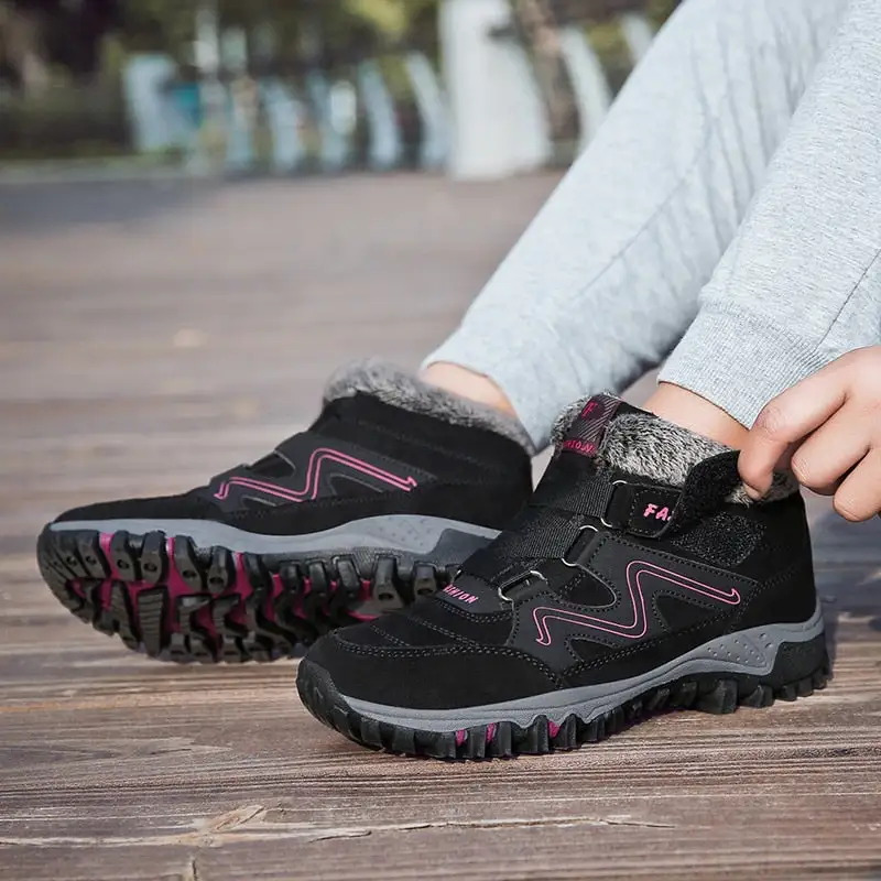 Cilool Plush Waterproof Women Snow Boots  Work Safety Rubber Shoes