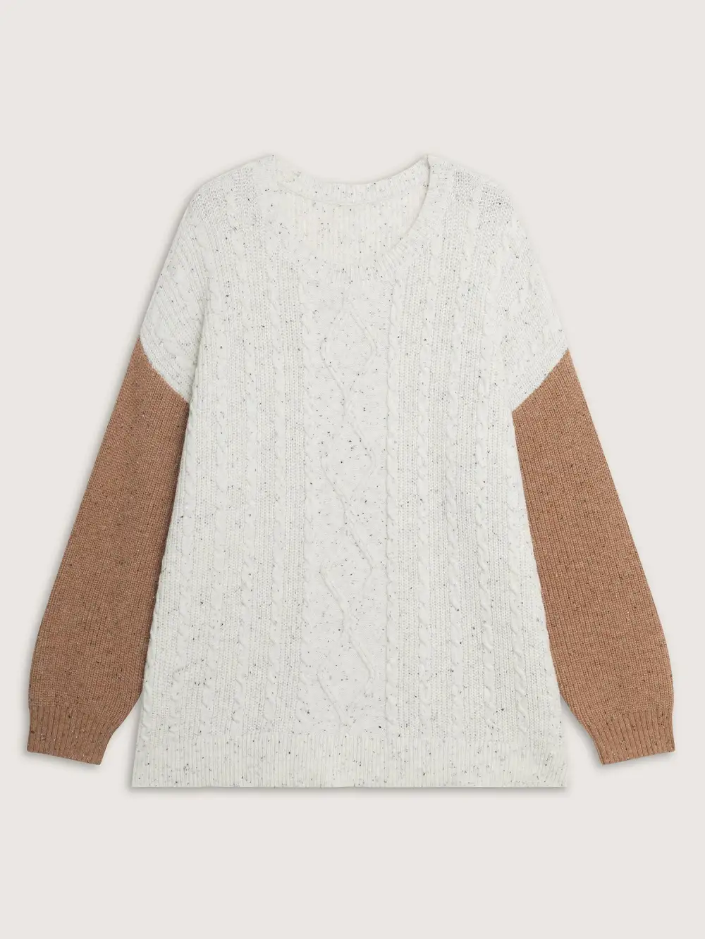 Textured Color Contrast Sleeve Pullover