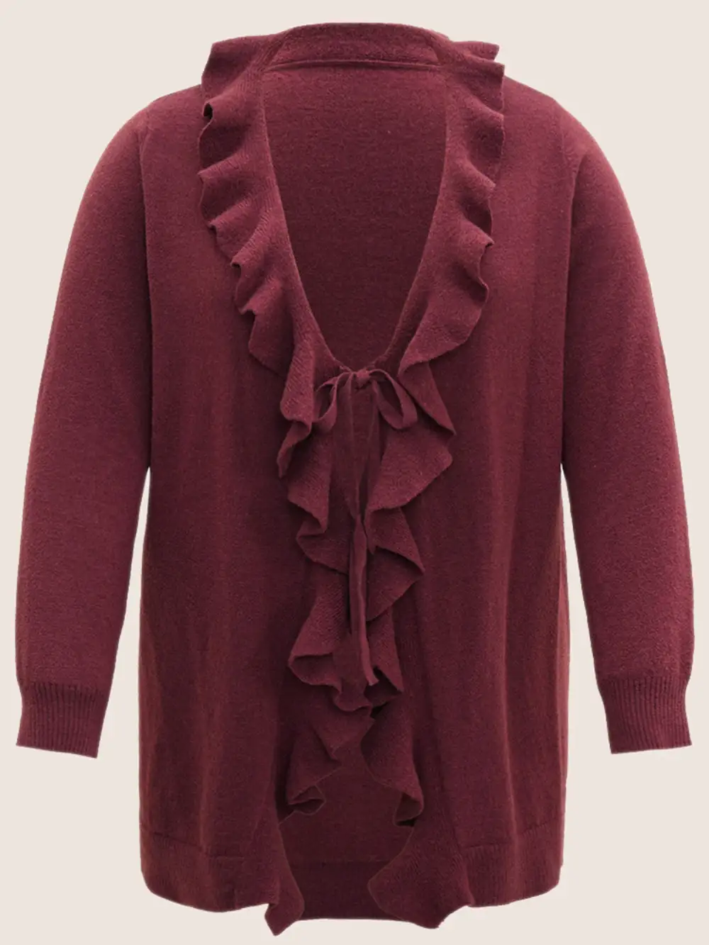 Supersoft Essentials Solid Ruffle Trim Ties Cardigan