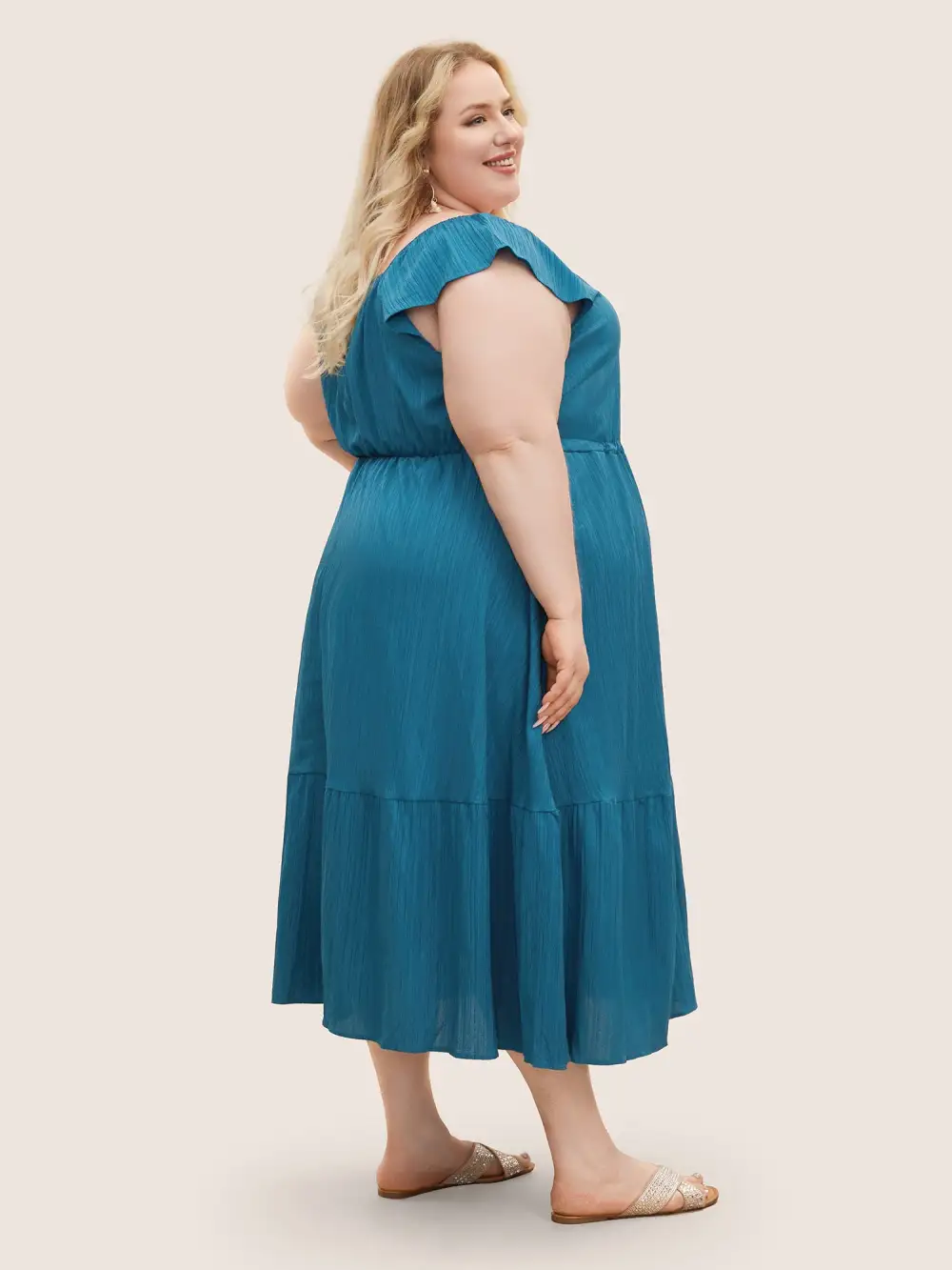 Texture Drawstring Tie Knot Tassels Dress